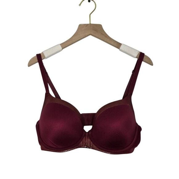 Victoria's Secret Lined Demi Bra Size 32DD Maroon Metallic - Picture 1 of 4